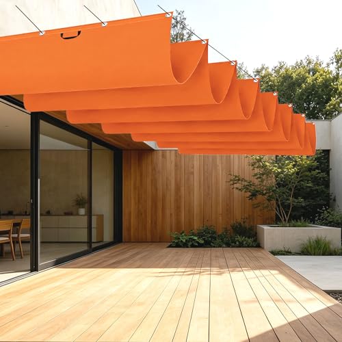 Voiles d'ombrage rétractable avec œillets toile imperméable orange anti-UV 4x3.2m