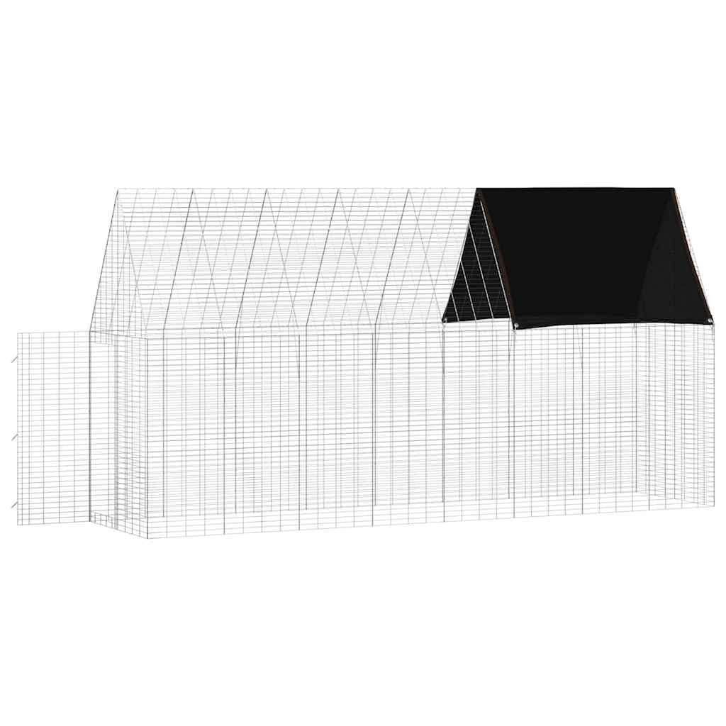 Srebrna klatka dla królika, 400 x 100 x 210 cm, wykonana ze stali galwanizowanej, odporna na warunki atmosferyczne i trwała, dla królików, świnek morskich, chomików, gryzoni, do użytku na