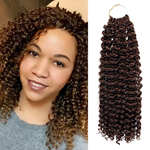 AU-THEN-TIC Water Wave Crochet Braids Hair, 12 Inch, 8 Packs, Synthetic Extensions for Passion Twists, Butterfly Locs, and Bohemian Styles, (30, Light Auburn)
