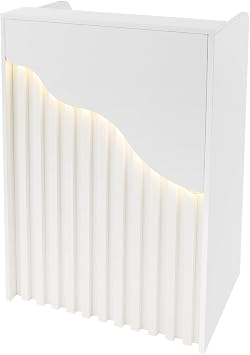 Small Modern Reception Desk, Reception Desk with LED Lights for Checkout Reception Counter with a Lockable Drawer Cash Register Stand Simple Cashier Cabinet for Clothing Salon Shop Hotel
