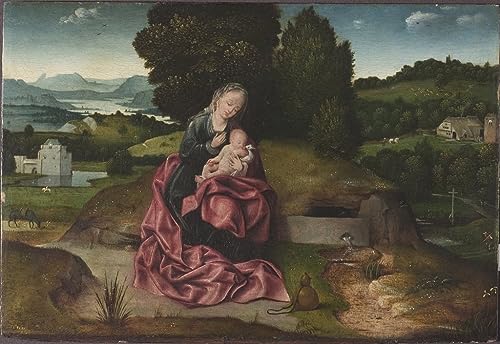 Cuadro en lienzo de El Descanso en la Huida a Egipto por Joachim Patinir, 60x90cm