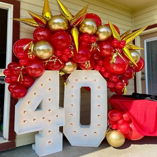 Image of Red and Gold Balloons,70 Pack 12 inch Metallic Gold and Helium Matte Red Balloons for Valentine's Day Wedding Birthday Engagements Anniversary Party Decorations