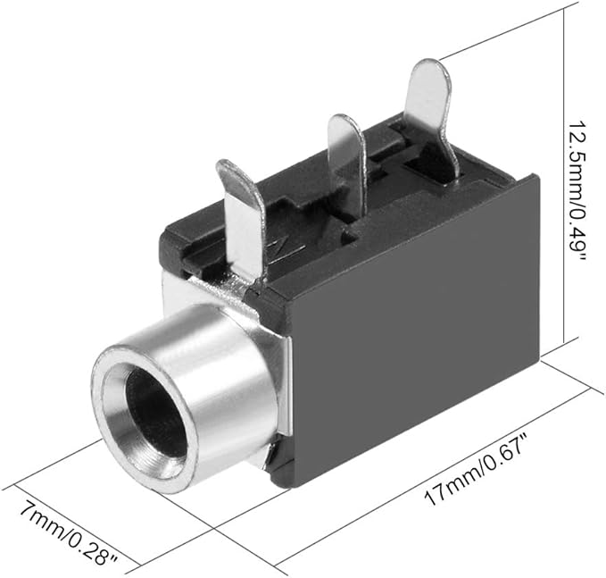 Conector Jack 3.5mm 3 Pines PCB Negro 15 Piezas miniatura 2