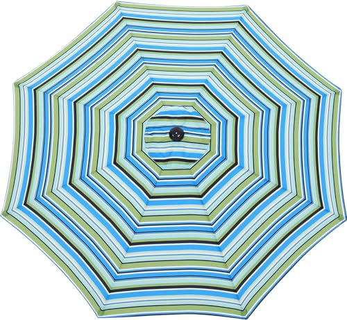 Image of MASTERCANOPY Patio Umbrella 9 ft Replacement Top for 8 Ribs-Green&Blue Canopy Only