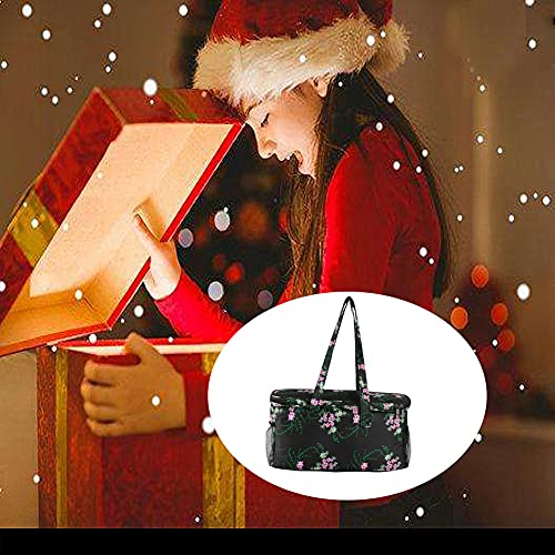 Image of Yarn Storage Organizer Tote Bag Knitting Project Bag Yarn Holder Traveling Crochet Handbag Floral for Bulk Yarns,Crochet Hooks,Knitting Needle,Crochet Acessories