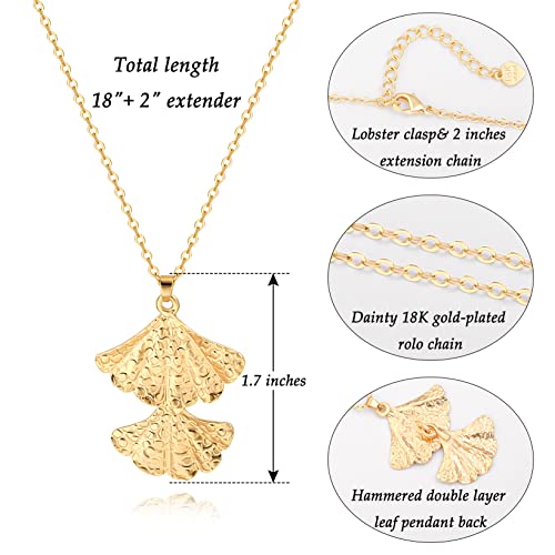 Pernnla Pearl Dainty Ginkgo Leaf Pendant Necklace Simple Gold Chain Necklace For Women Statement Hammered Cute Leaf Necklaces #TOP3