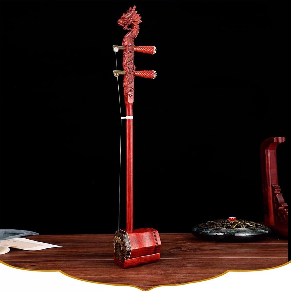 Erhu In Legno Di Sandalo Di Qualità Da Concerto Con Testa Di Drago Incisa, Strumento A Due Corde Simile A Un Violino Cinese Ideale Per Esibizioni Professionali(Copper shaft)