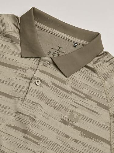 Image of TECHNOSPORT Men's Slim Fit Printed Half Sleeve Polo T-Shirt with Matpiq for Casual & Regular Use