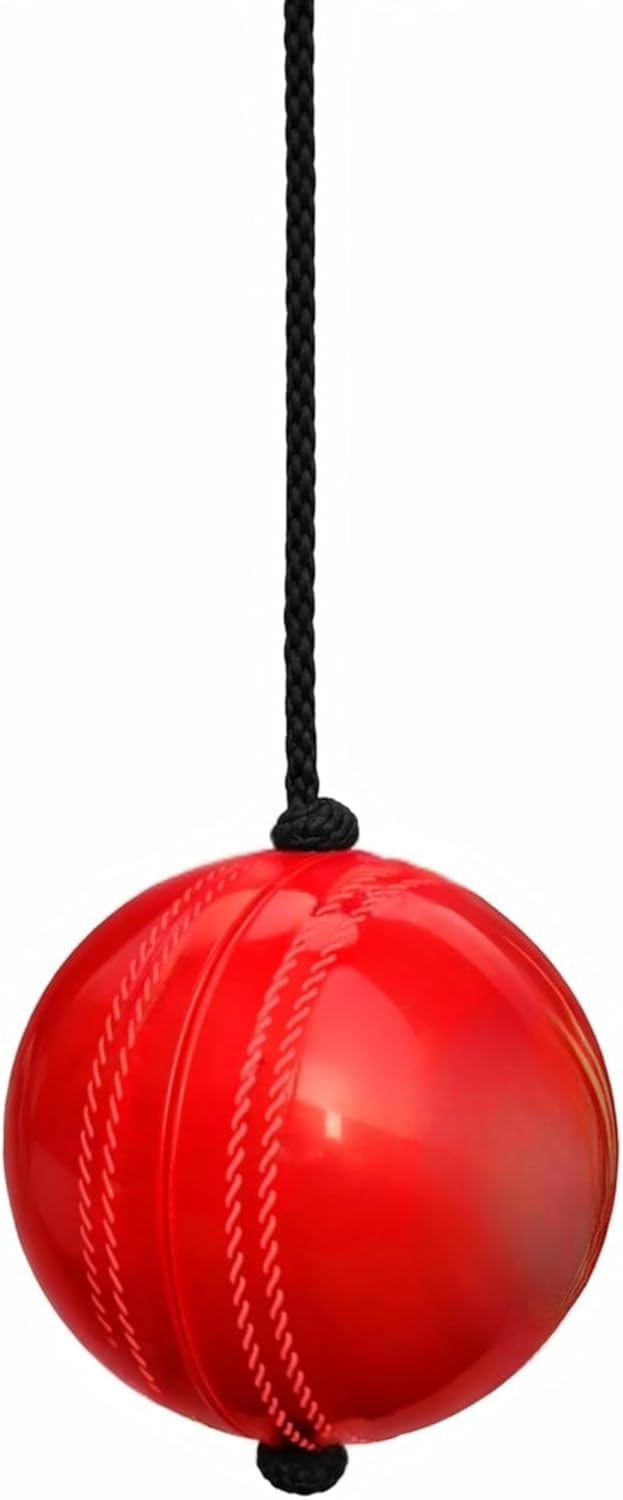 VINSON Synthetic Hard PVC Hanging Cricket Rope Ball for Match Practice Training - Red | Easy to Hang & Ideal for Indoor and Outdoor Bat Knocking Training | Standard Size for Realistic Experience