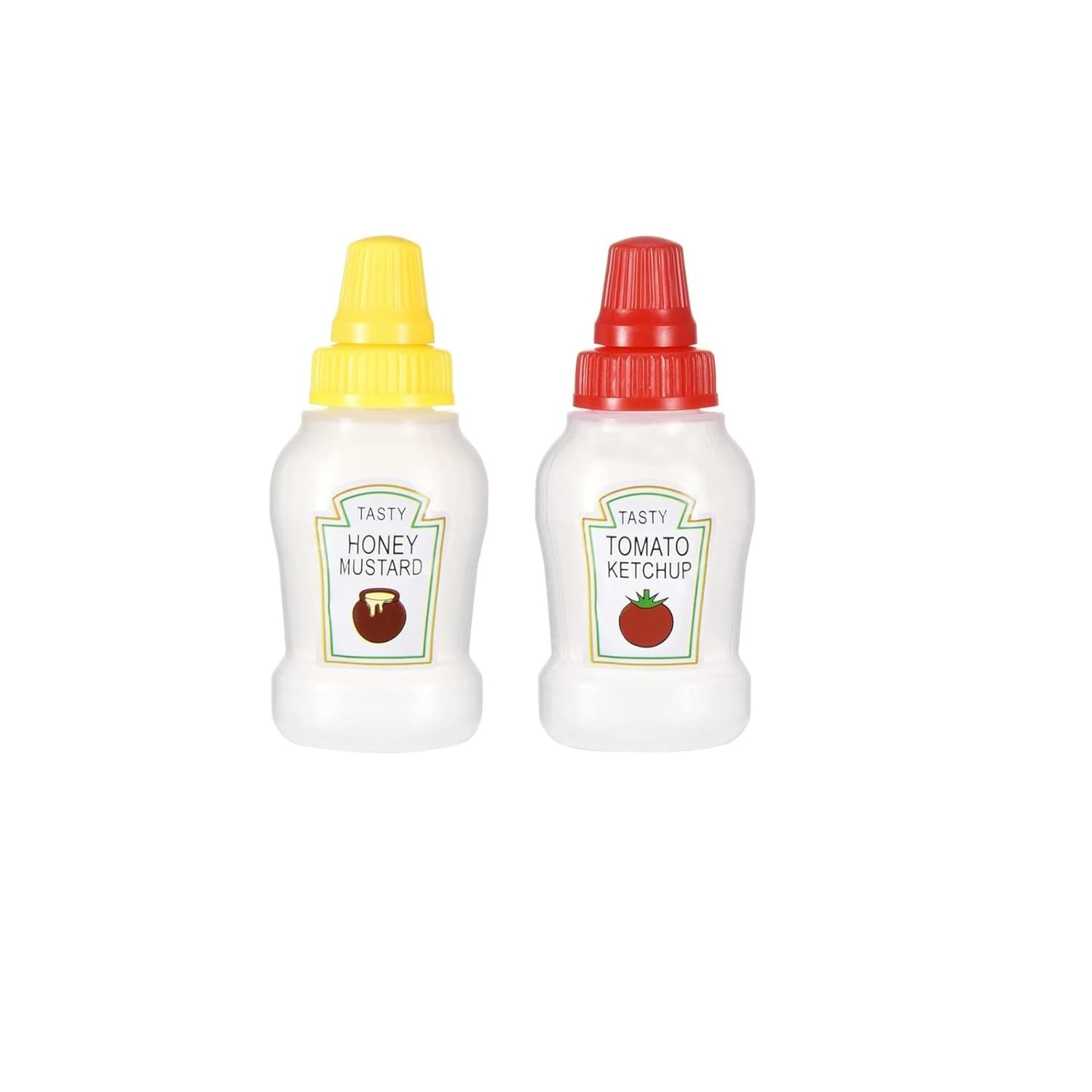 FASHRAMP® 2 Pcs Mini Ketchup Condiment Squeeze Bottles With Sturdy Screw Cap,25ml Mini Portable Salad Sauce Dressing Container Syrup Bottles for Kids Lunch Bento Box Accessories