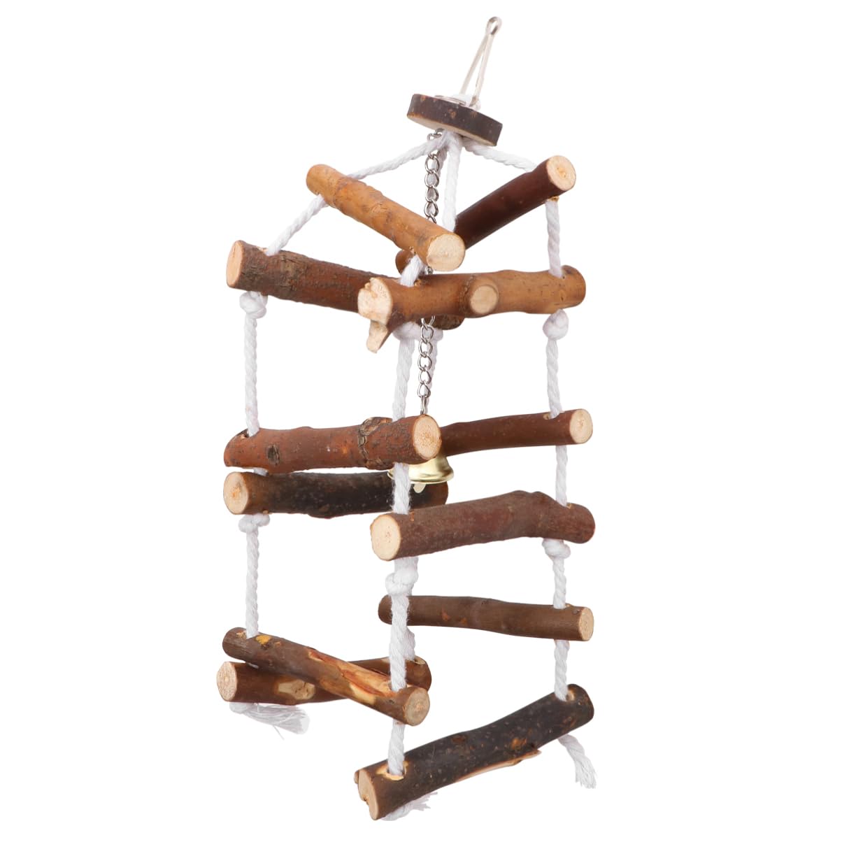 ERINGOGO Wooden Parrot Swing with Three Layers Durable Cotton Rope Pendant for Bird Cages Playground for Budgies Macaws and Birds Enhances Playtime and Exploration