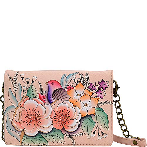 Anna by Anuschka Women’s Hand-Painted Genuine Leather Flap Organizer Wallet - Vintage Garden