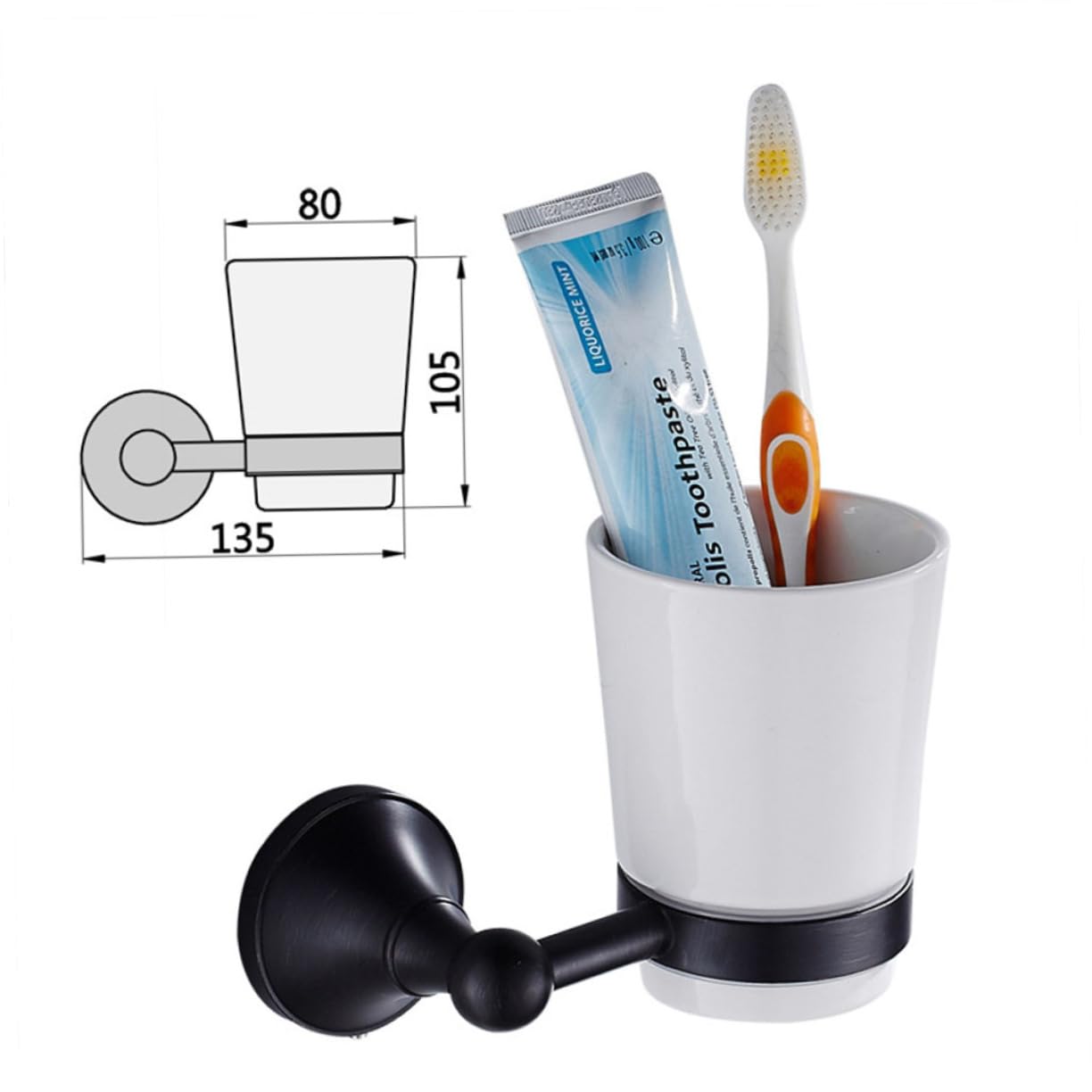 Cabilock 2pezzi Portabicchiere da Bagno Rame Nero Murale per Spazzolini con Tazza Accessori Eleganti per Cucina e Bagno Facile e Resistente