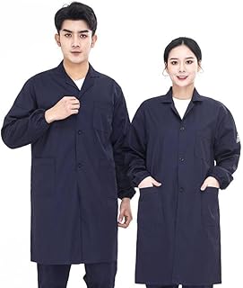 بالطو للجنسين مصنوع من الجابردين باللون الأزرق مقاس موحد لملابس العمل مناسب للمدارس الفنية والورش والمعامل