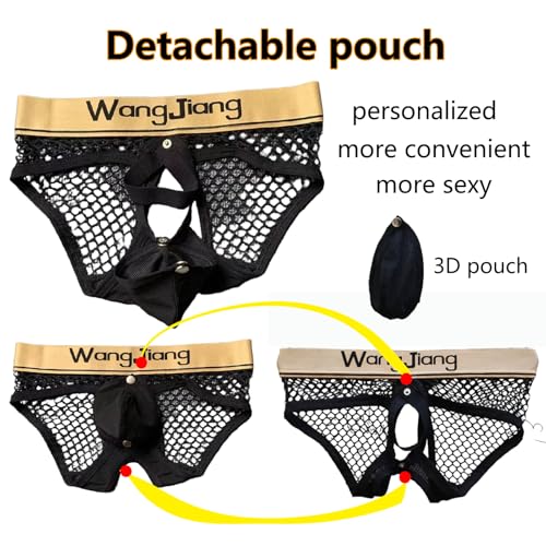 Men's Jockstrap Underwear Breathable Mesh Adjustable Underwears with Removeable Pouch Men Jock Strap Athletic Supporters Black2