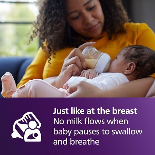 Philips Avent Natural Baby Bottle with Natural Response Nipple (Slow Flow, Flow 2), 4oz, 3-pack, SCY900/03 - 3