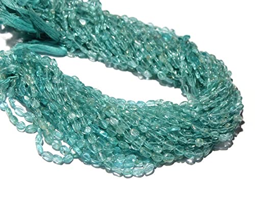 Apatite Bleue perles ovales fil de gemmes naturelles pour création bijoux DIY manuel