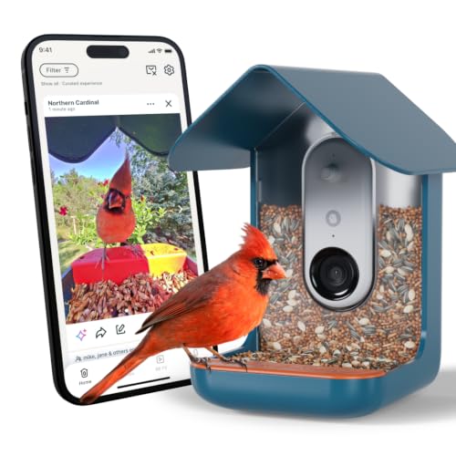 Birdbuddy PRO Smart Bird Feeder with Camera - AI Bird Species Identification 5MP Photos 2K HD Video Live Stream Camera Slow-Motion Video 2.6in Focus - Blue