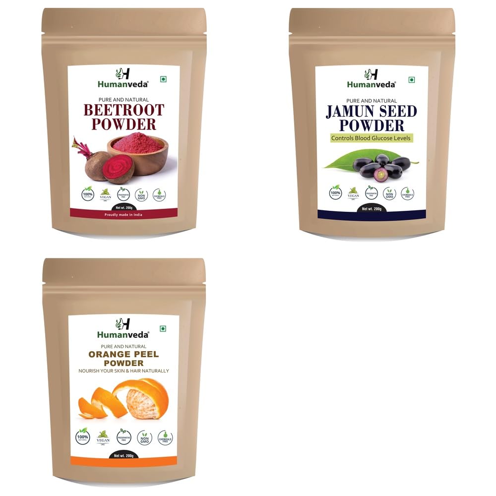 Pure Beetroot Powder, Jamun Seed Powder and Orange Peel Powder Combo Pack for Comprehensive Hair Care and Radiant Glowing Skin Rejuvenation 100% Natural Organic Herbal Fine Powder Face Mask and Sca-picture-55