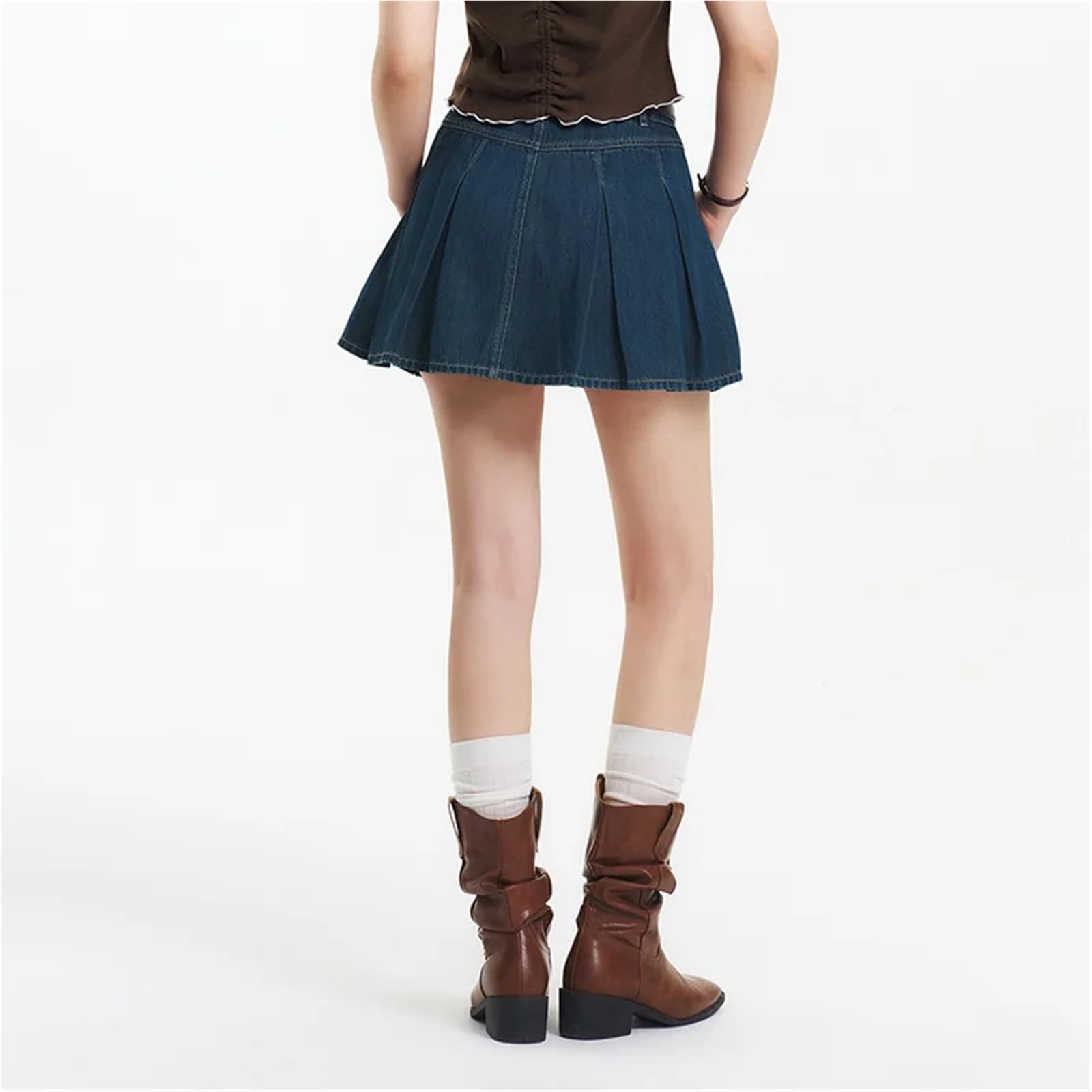 Plisseerock Denim Plissee Rock Frauen Kühlen Verspielt Sommer A Linie Mini for Süße Cool Girl Stil(S)