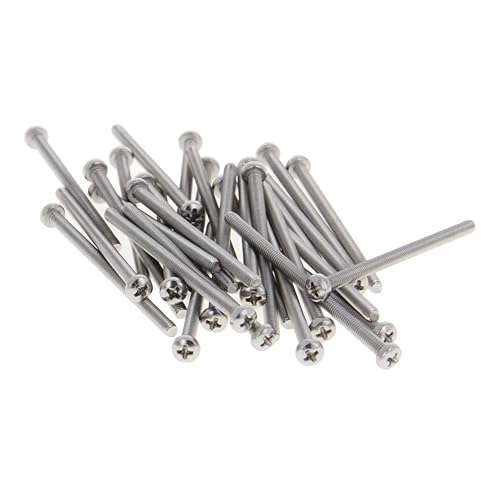 Miniatura 172 de MroMax 30 tornillos de máquina Phillips de cabeza plana M2 x 0.197 in, acero inoxidable 304 18-8, rosca completa, tornillos de cabeza cruzada gris