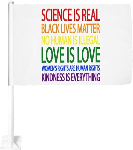 Bandera de auto con texto en inglés "Science Is Real Black Lives Matter", decoración de doble cara (sin asta de bandera)