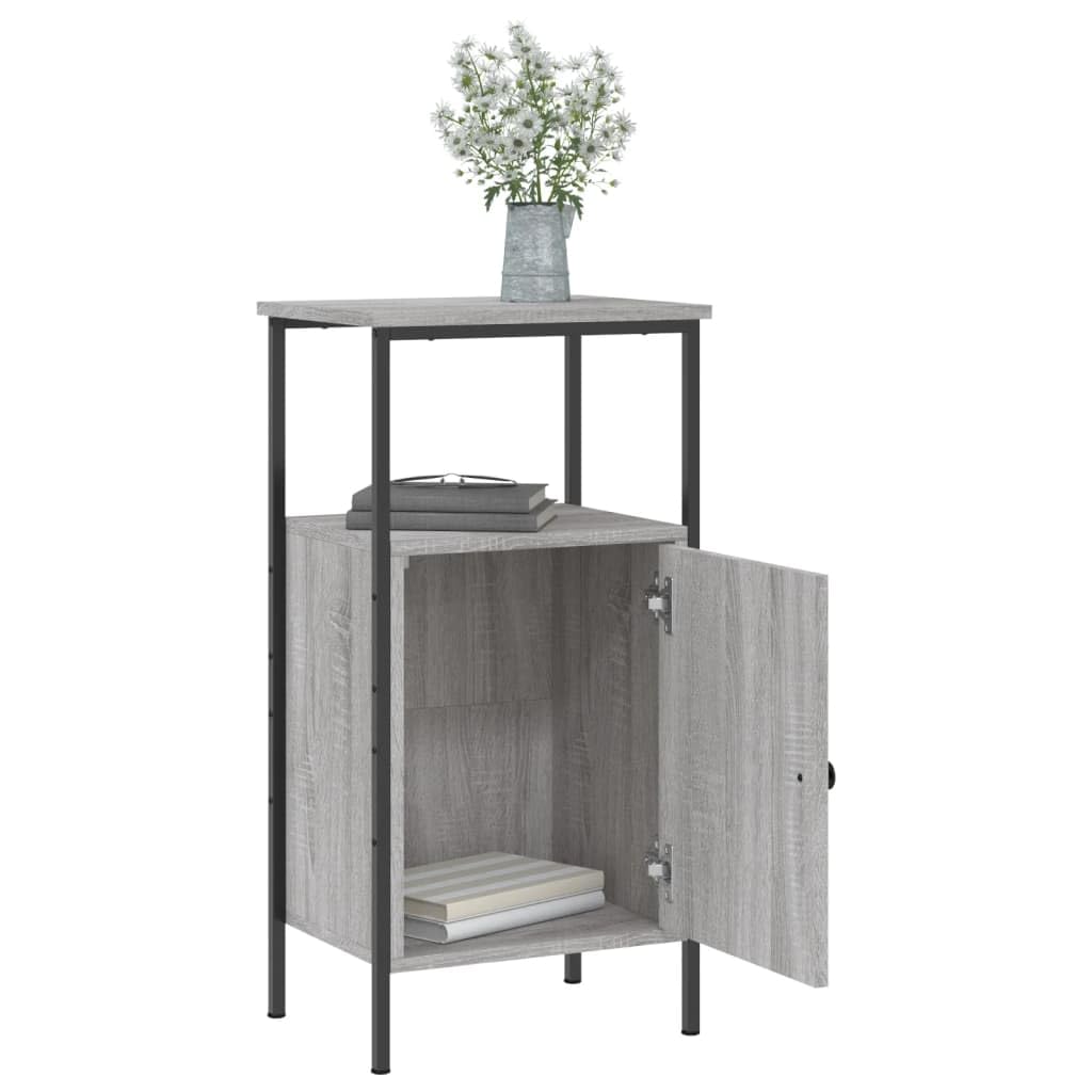 Nachttisch Grau Sonoma-Eiche 41x31x80 cm, Holzwerkstoff, industrielles Design, Stabiler Eisenrahmen, verstellbare Beine, vielseitiger Stauraum für Schlafzimmer und Wohnzimmer