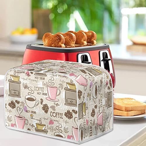 Image of Talayituse Coffee Theme 2 Slice Toaster Covers Dust Protection Bread Maker Covers Toaster Oven Cloth Cover Kitchen Accessories Washable Appliance Cover