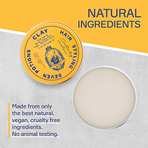 Seven Potions Men's Hair Styling Clay — Natural, Water-Based, Matte Hair Wax, High Hold Hair Styling Product — 100% Vegan, Cruelty Free (100ml) - Image 3