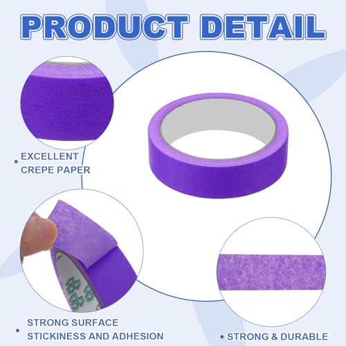 Image of MECCANIXITY Masking Tape 1 Inch x 21 Yard Painters Tape Adhesive Paint Tapes for DIY Crafts Arts Wall Painting Labeling Car Home Office Decoration, Purple, Pack of 10