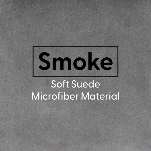 Factory Direct Partners Velvety and Vinyl Overstuffed Rectangle Ottoman for Living Room, Lounge, Office - Smoke