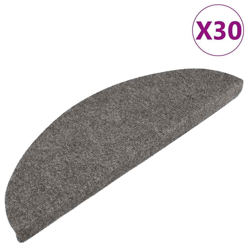 Alfombra de fieltro punzonado, 30 unidades, gris, 56 x 17 x 3 cm, antideslizantes, autoadhesivas, amortiguadoras de sonido para un agarre seguro