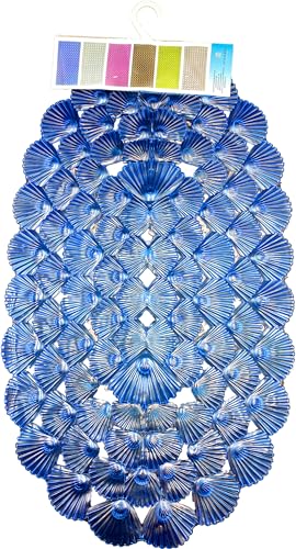 TAPPETO DOCCIA VASCA ANTISCIVOLO CON VENTOSE 100% PVC PLASTICA QUALITà COMFORT - ANTIMUFFA - SICUREZZA PER BAMBINI E ANZIANI (BLU, 68X38 CM OVALE)