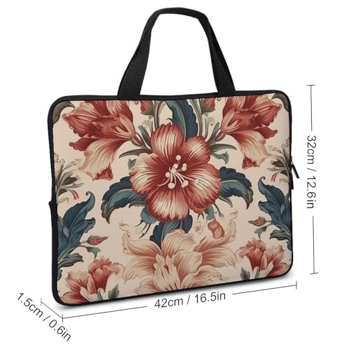 Maletín para laptop estilo romántico con flores unisex miniatura 3