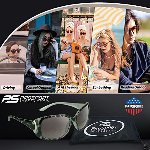 Image of proSPORT Womens Bifocal Reader Sunglasses Oversized Jackie O UV400 Scratch Resistant Fashion Eyewear Outdoor Pool Beach Use