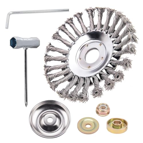 Golgner Cepillo para Desmalezar, Cepillo Redondo para Desbrozadora, Cepillo para Desbrozadora, Cepillo Profesional para Juntas de Malezas, 25,4 mm, para una Eliminación eficaz de Musgo, Malezas (8')