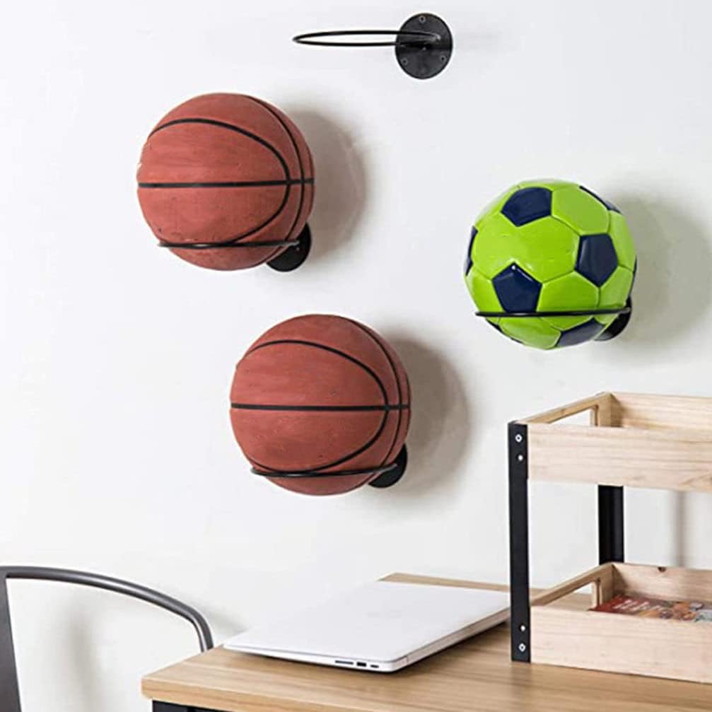 UPKOCH 3pcs Metal Wall Mounted Ball Storage Sports Ball Holder Rack Display Storage Steel for Soccer, Basketball, Volleyball, Rugby, Football (Black) : Sports & Outdoors