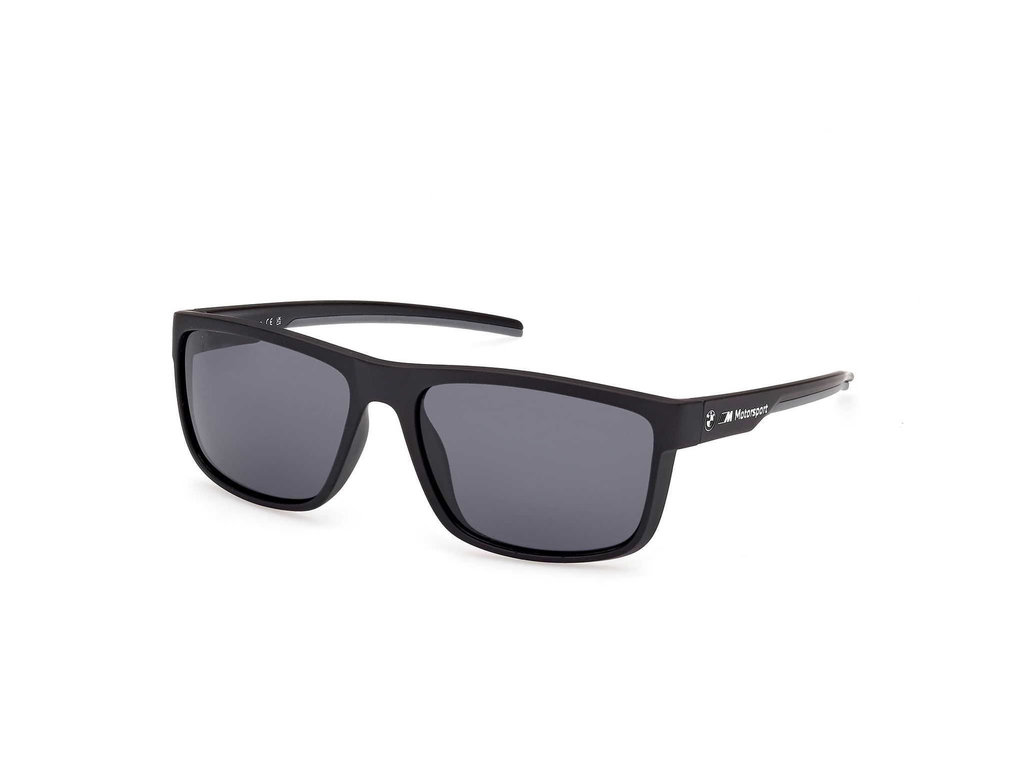 BMW MOTORSPORT Herren Bs0037 BMW M Motorsport BS0037 Herren-Sonnenbrille, leichte Freizeit-Sonnenbrille, rechteckige Linsenform, polarisierte Rauchgläser, mattschwarz (1er Pack)