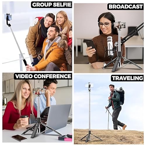 Image of Like Star R1-L Tripod Selfie Stick, 67 Inch Long Bluetooth Extendable with Bluetooth Remote & Stable Base Multifunctional Design for Selfies, Vlogging, Photo Shoots & Makeup Black