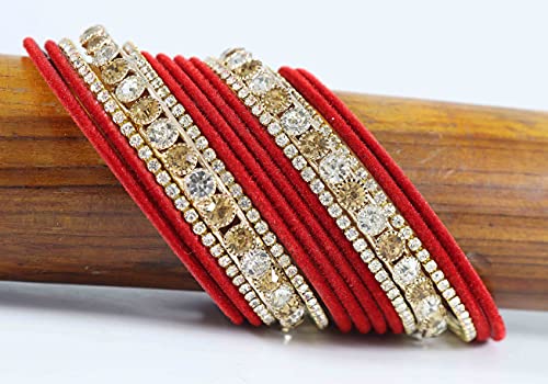 Image of NMII Non Precious Metal, Velvet and Zircon Gemstone Bangle set for Women /Girls