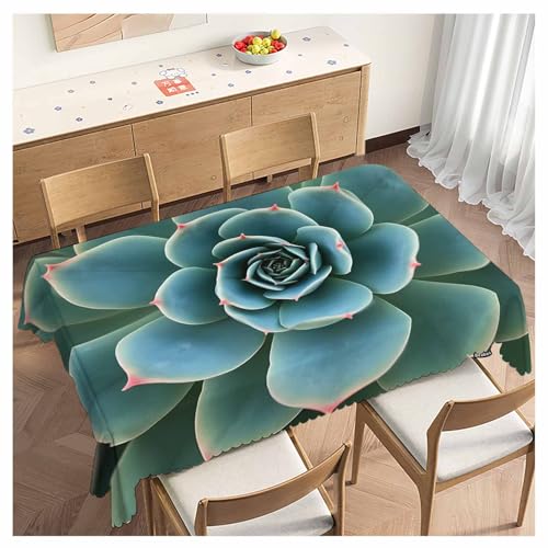 Nappe rectangulaire de table style cactus vert et rose en 137x183 cm - 2