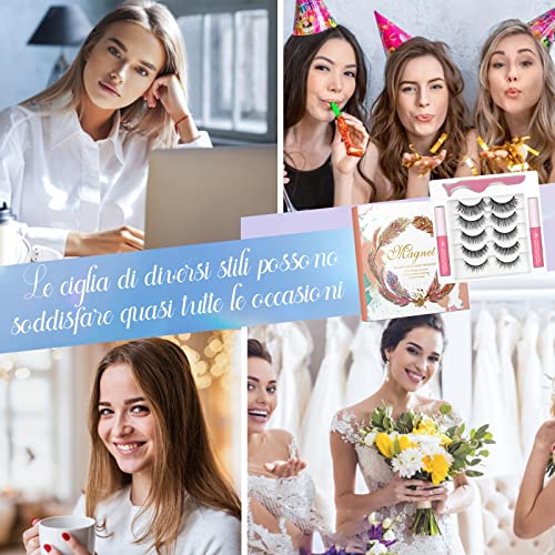 5 Paia di Ciglia Magnetiche con Eyeliner,Ciglia