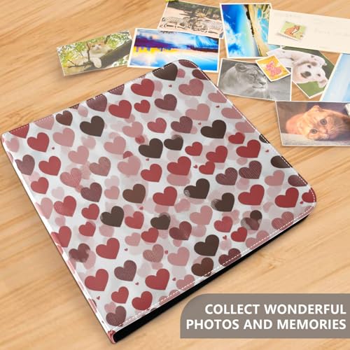 Álbum de Fotos Scrapbook Autoadhesivo DIY FLildon 40 Páginas 11.8x11.2 Pulgadas Cover de Cuero PU Rojo Negro Corazones Día de San Valentín miniatura 5