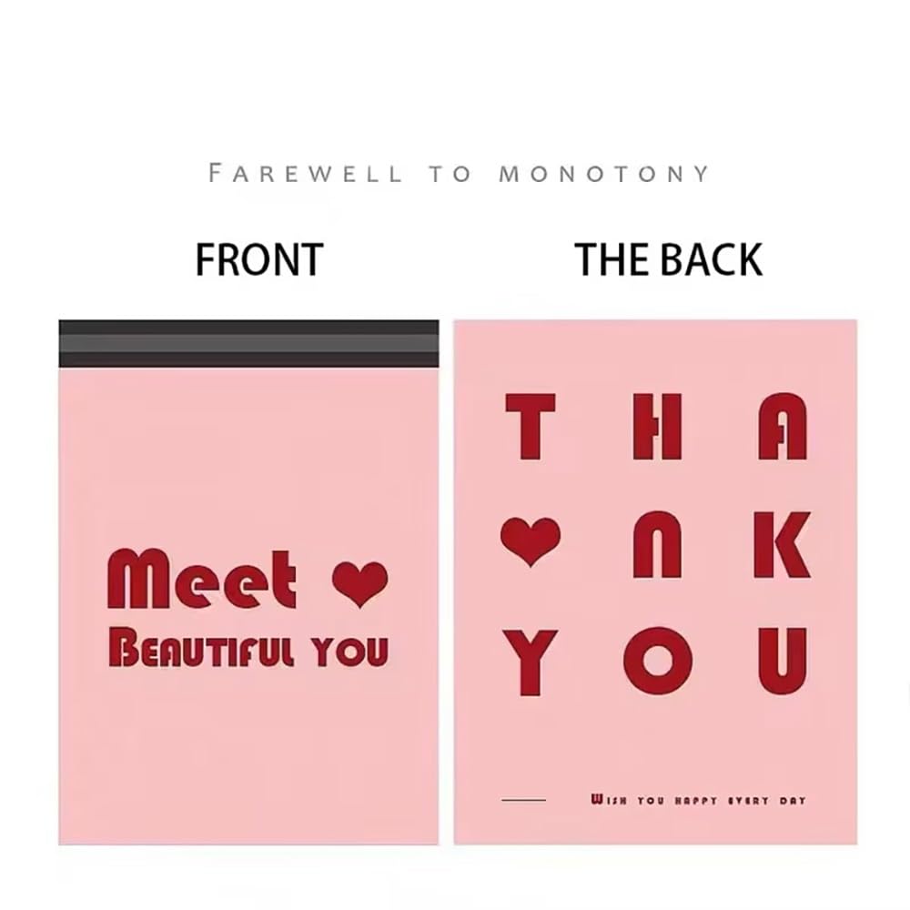 20 Pz Borse Rosa Corriere, Sacchetti di Plastica per La Spedizione, Sacchetti per Posta, Sacchetti per La Spedizione di Indumenti con La Parola Thank You Stampata su di Essi(55x65cm 20pcs)
