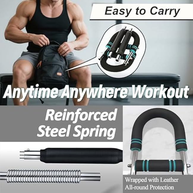 Wind Shear Twister Arm Trainer Portable Arm & Chest Exerciser for Home Gym, Adjustable Spring Resistance Bar -Strengthens Forearms, Triceps & Chest, Upper Body Workout Equipment (90-110 lbs Kit)