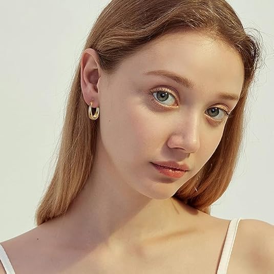 Gold Hoop Earrings 14K Gold Hoop Earrings for Women U-shaped Small Earring for Women Dainty Hypoallergenic Earring3