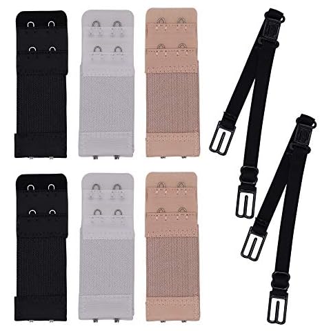 ZEVONDA Women Bra Extender - Assorted Colors Bra Extender Straps Buckle 2 Hooks 2 Rows Elasticated pack of 8 Pcs,Included Anti-skid Belt Cover