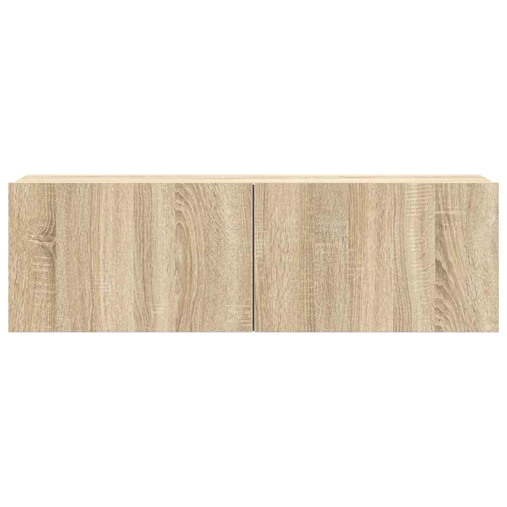 Set di 7 mobili TV a parete in rovere Sonoma