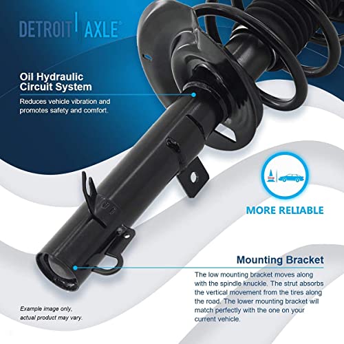 Image of Detroit Axle - Struts Shocks for 2006-2007 Ford Focus Complete 2 Front Struts with Coil Spring 2 Rear Shock Absorbers Replacement Quick Install Ready Strut Assembly