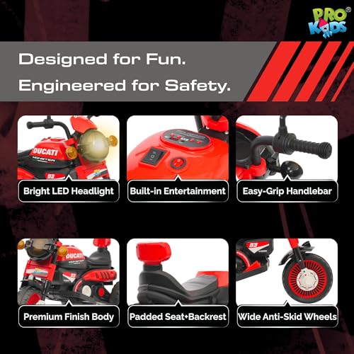 Image of PRO KIDS Cruise Rechargeable Electric Kids Bike with Bluetooth, USB, AUX, Music & LED | Ride-On Bike for Boys & Girls (1.5-4 Years) | 6V Battery Powered | Foot Accelerator
